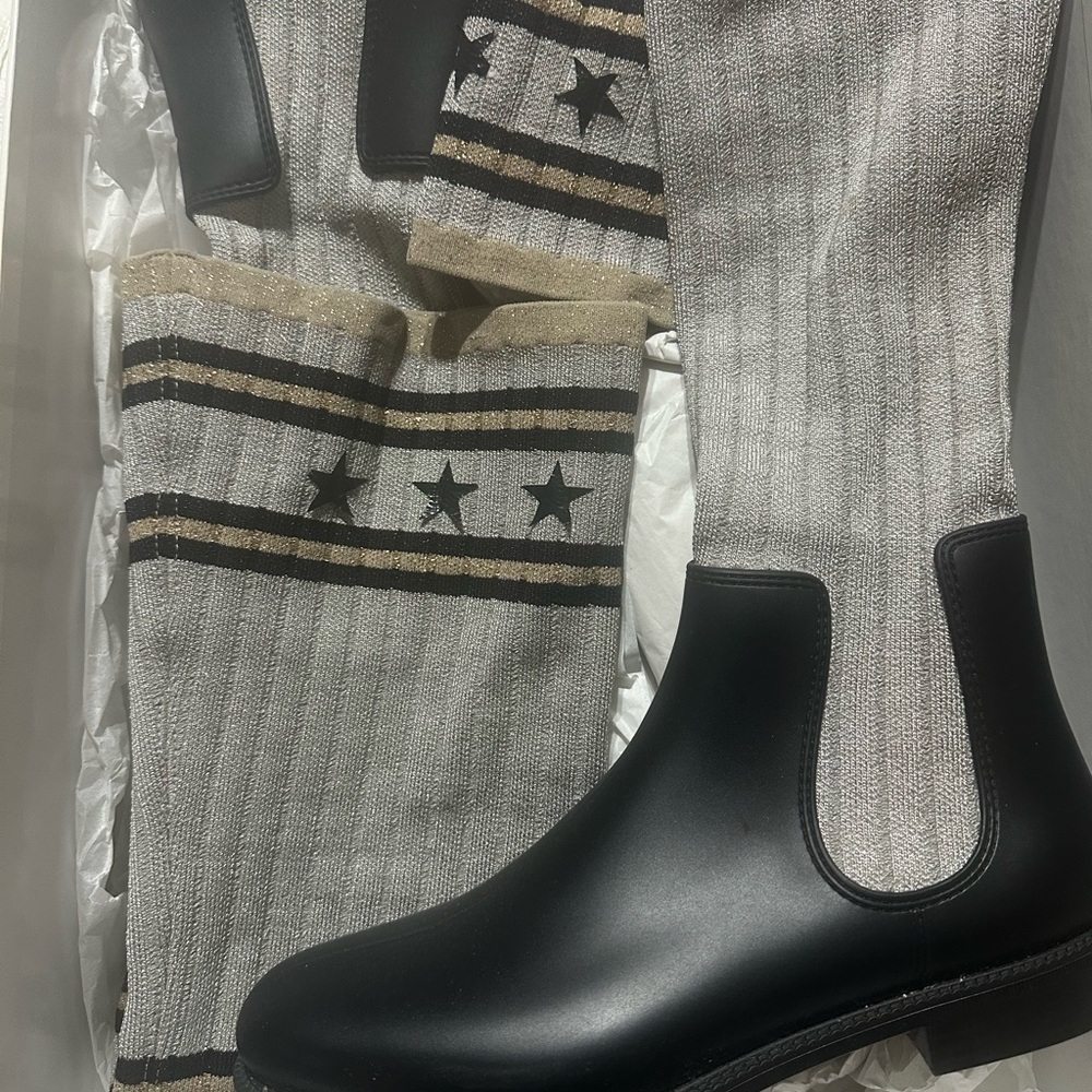 Givenchy Gray and Black Over the Knee Boots